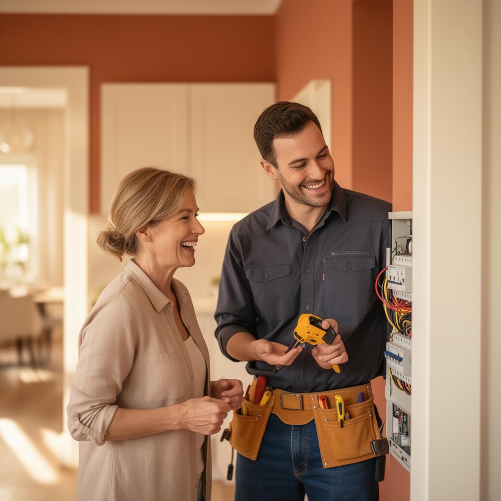 Profissional atendendo cliente em casa